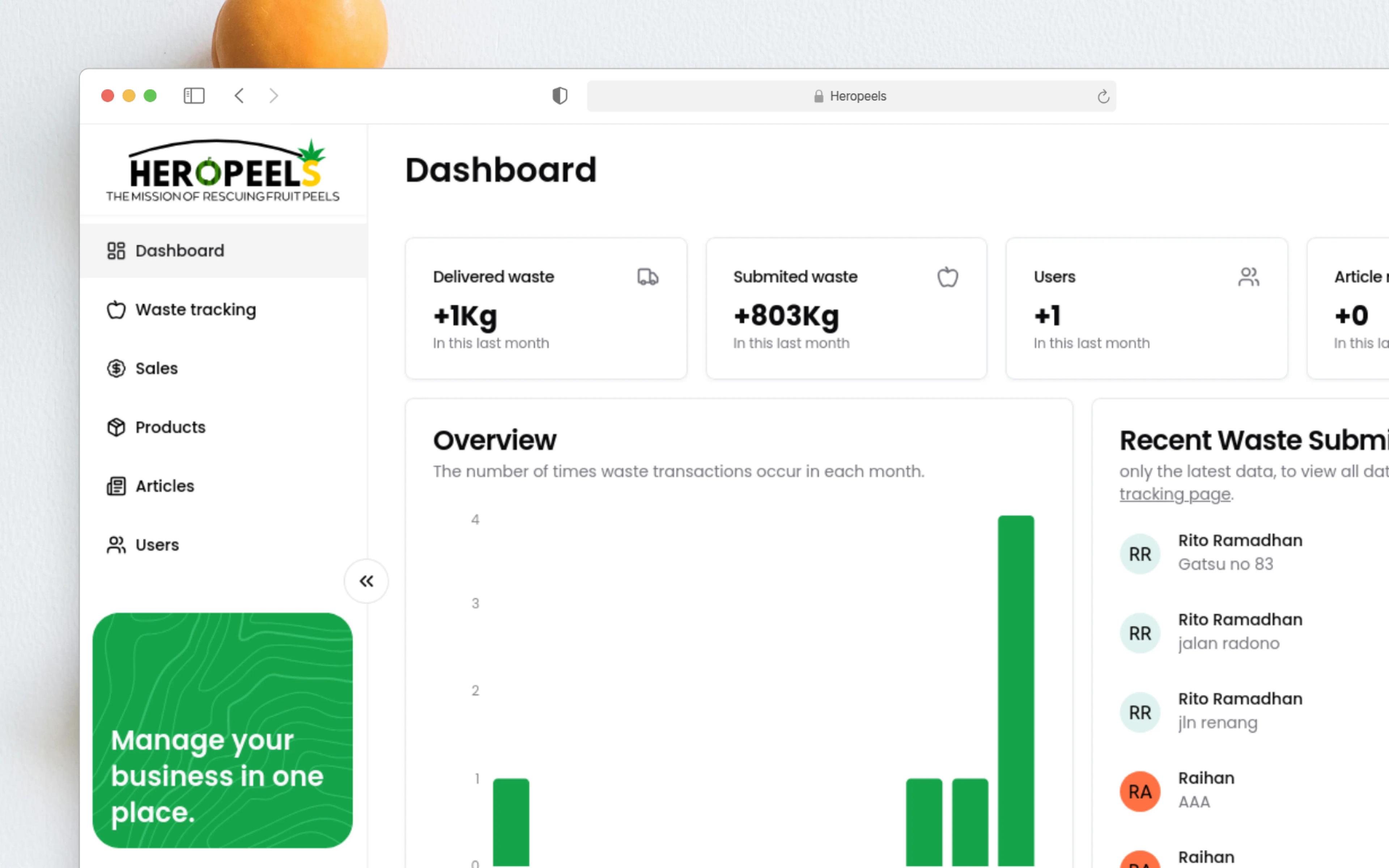 Heropeels Dashboard
